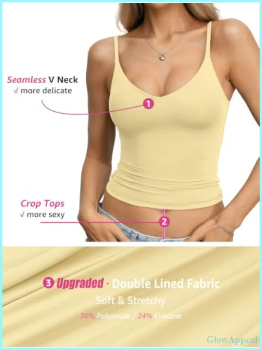 Double Lined V Neck Crop Cami Tank Top Y2K Going Out Shirt